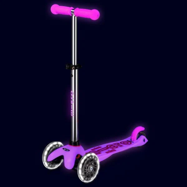 Триколісний самокат Micro Mini Deluxe Glow LED 30х11х6 см пластик рожевий