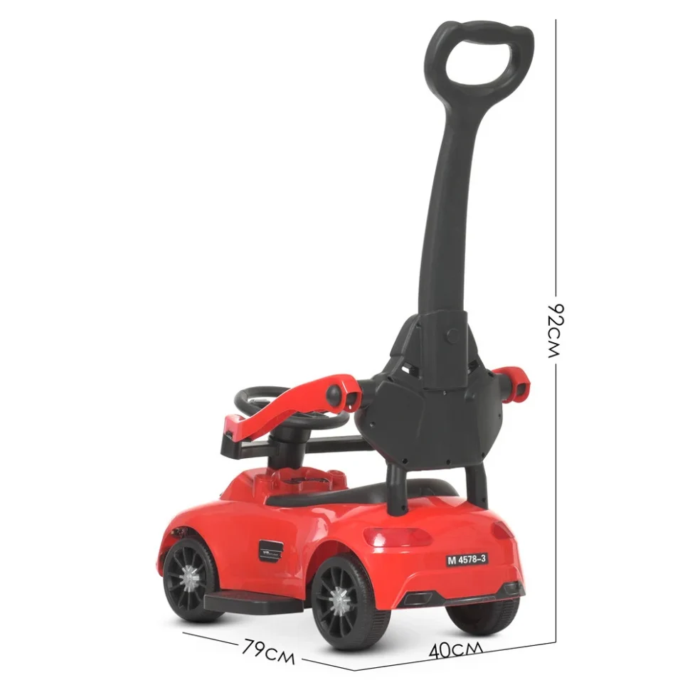 Каталка-толокар Bambi Racer M 4578-3 Червоний музичний пластик 71x31x31 см