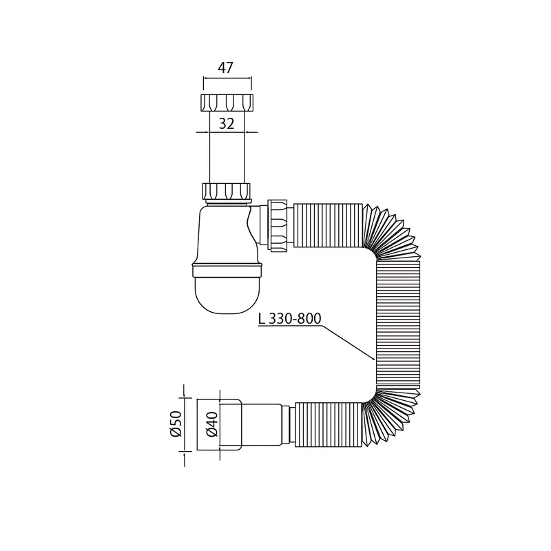 Сифон трубний Mixxus SU-04-A 1 1/4" 32 мм пластик чорний 25х10х10 см