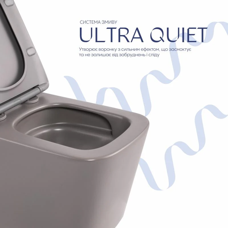 Унітаз підвісний Qtap Tern Ultra Quiet 520x345x325 мм дюропласт Stone grey Soft-close Quick Release