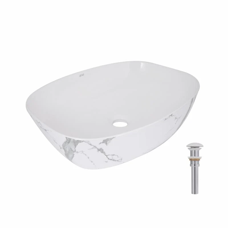 Раковина накладна Qtap Cardinal 500х380х140 мм Marble чорна з донним клапаном