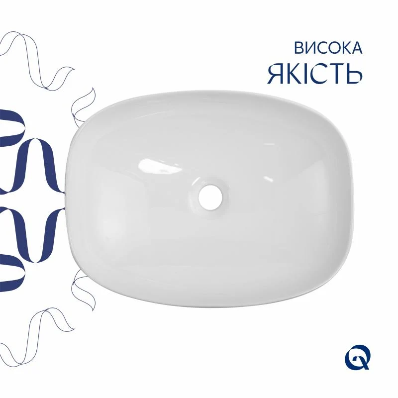 Раковина накладна Qtap Cardinal 500х380х140 мм Marble чорна з донним клапаном