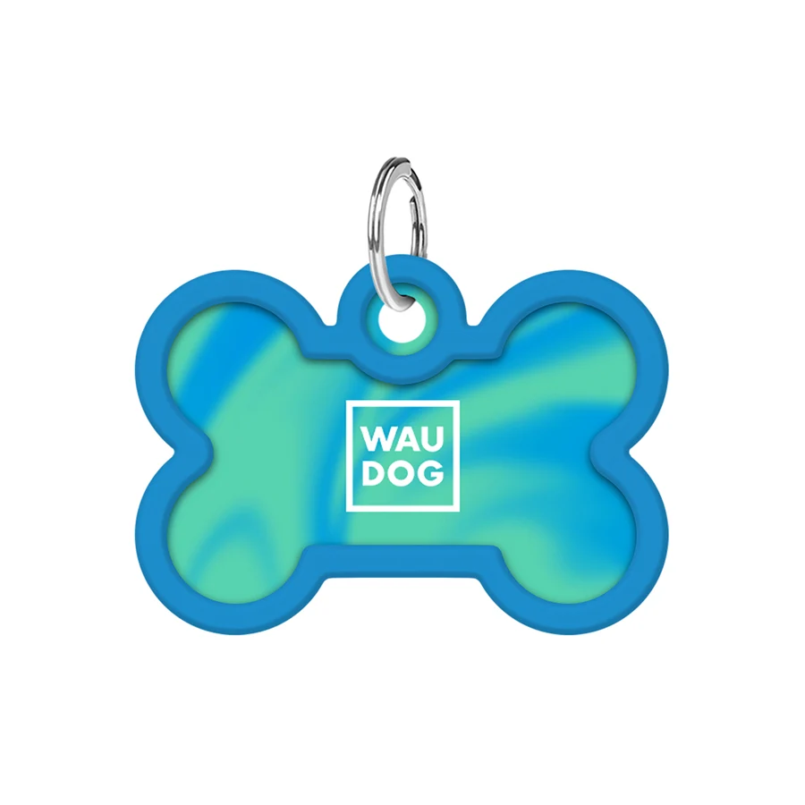 Адресник для собак і котів WAUDOG Smart ID з QR паспортом 40x28 мм сталь градієнт блакитний