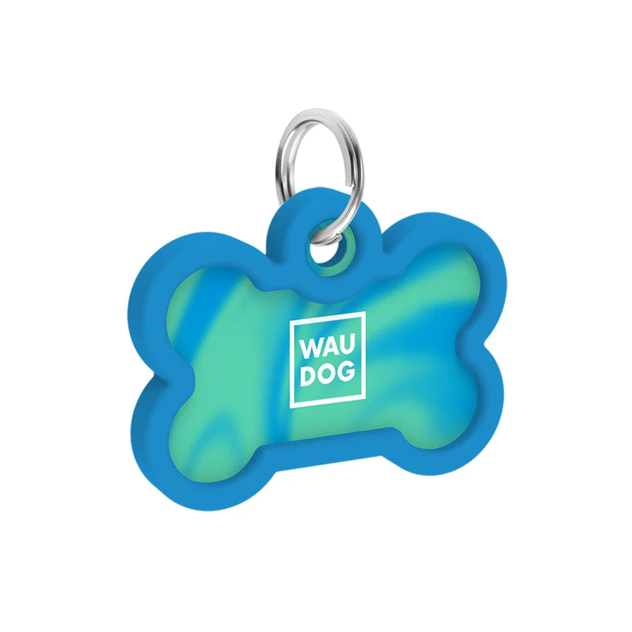 Адресник для собак і котів WAUDOG Smart ID з QR паспортом 40x28 мм сталь градієнт блакитний