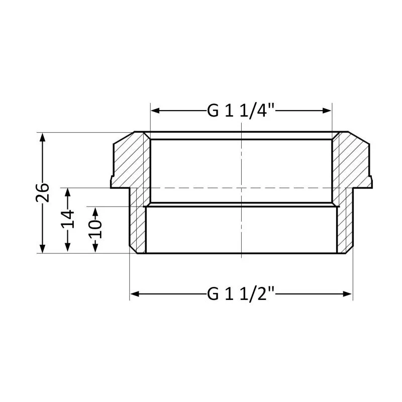 Футорка 1 1/2"x1 1/4" латунна Золотистий для водопроводу
