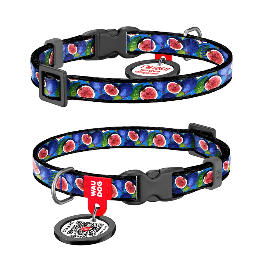 Нашийник WAUDOG Nylon XS 10 мм 20-30 см Нейлон Інжир з QR паспортом