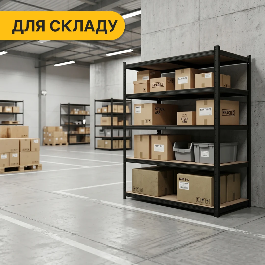 Стеллаж LEOBRO Premium Black 180х100х60 см 5 полиць МДФ чорний