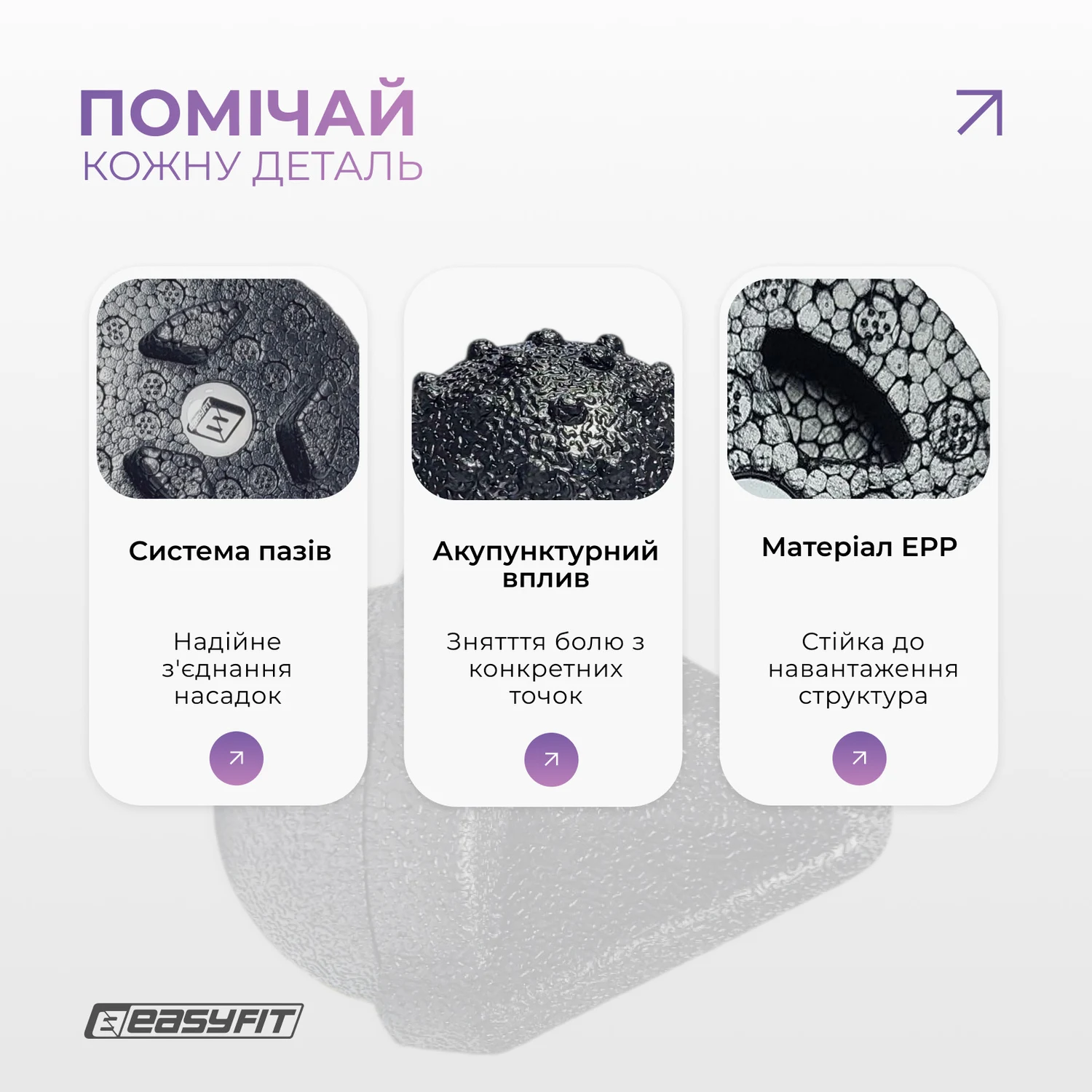 Набір масажерів для МФР EasyFit TriggerSet 4 насадки пластик чорний 30х10х1 см (набір 4 шт)