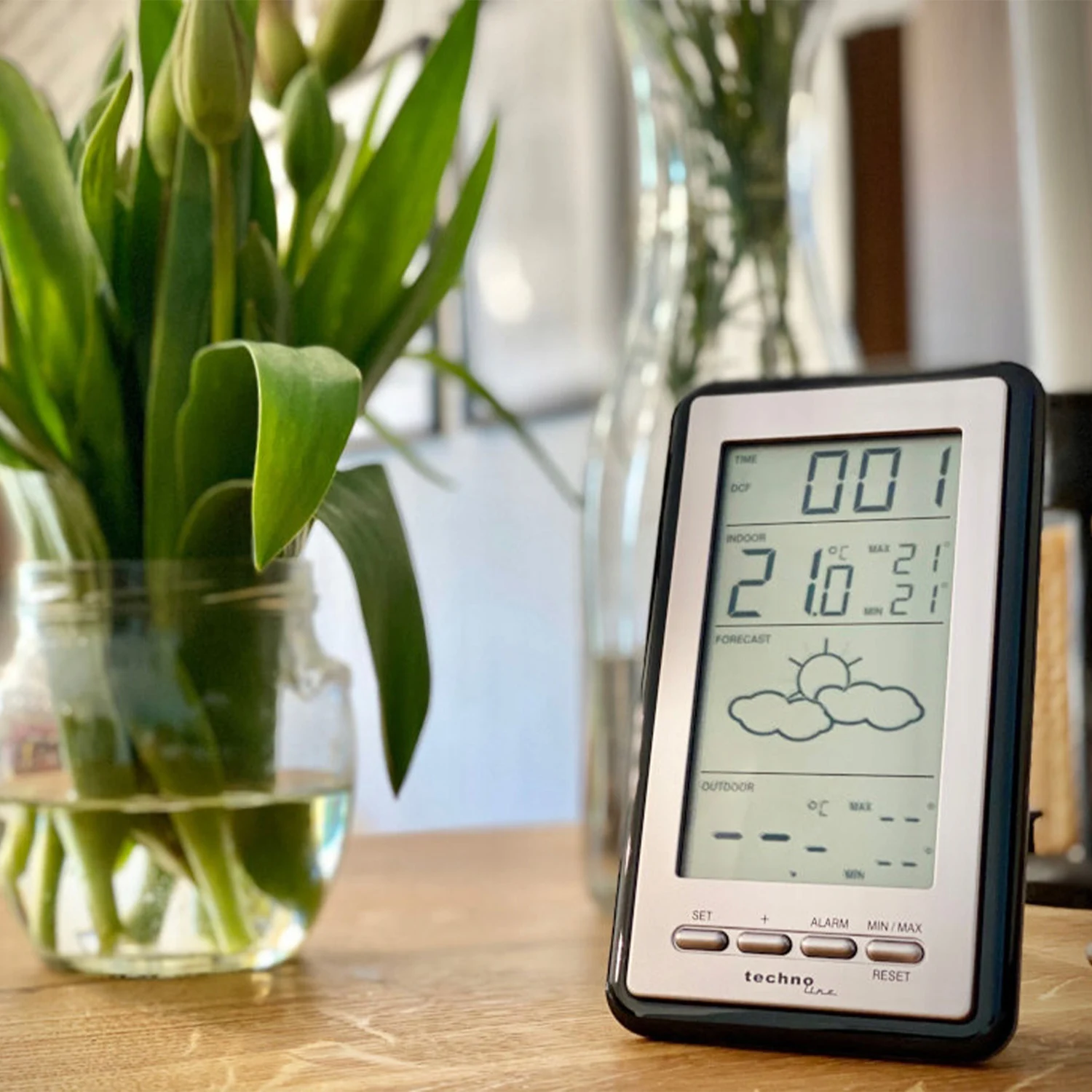 Метеостанція Technoline WS9130 електронна 100 м синхронізація часу пластикова срібна/чорна
