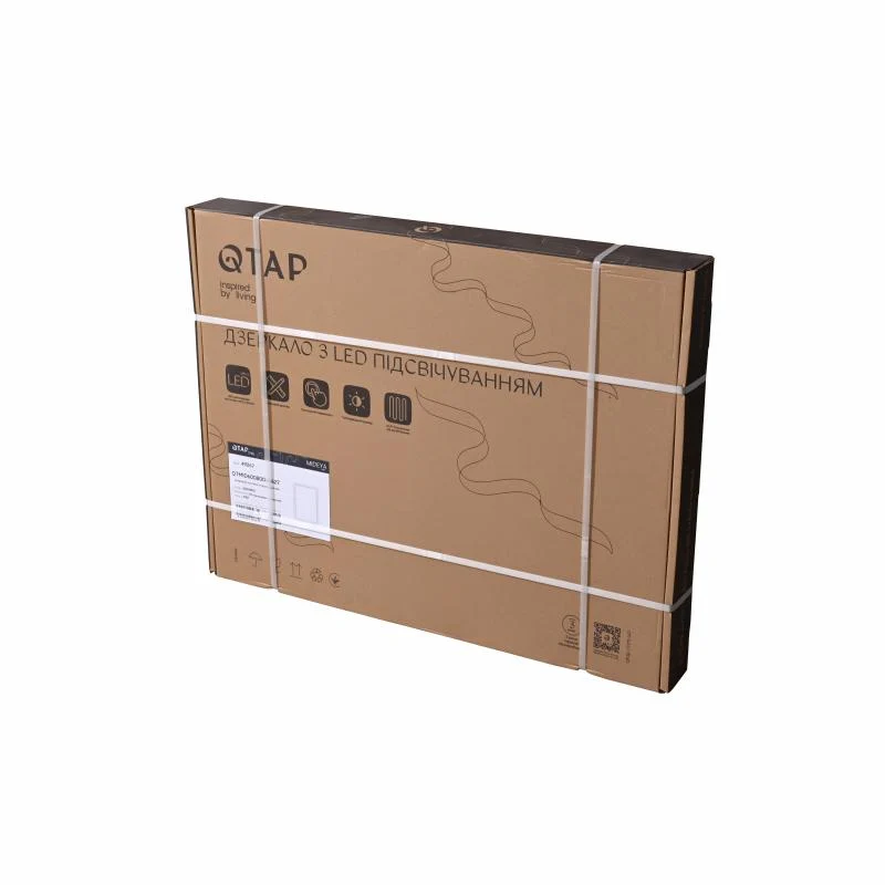 Дзеркало Qtap Mideya 1000х800 з годинником LED-підсвічуванням антизапотіванням біле пластик