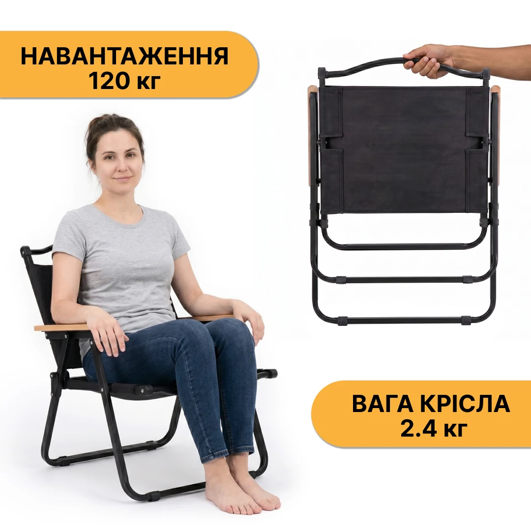 Набір складних меблів LEOBRO LB-106672 стіл 80x50x50 см чорний сталь 2 крісла