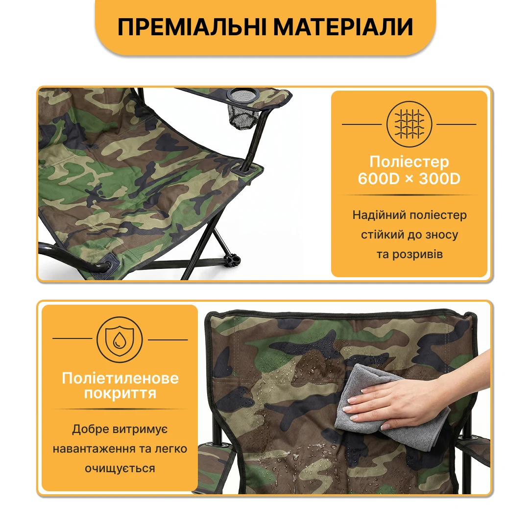 Складное туристическое кресло LEOBRO Lite 50x50x80 см Полиэстер Оливковый 1,8 кг
