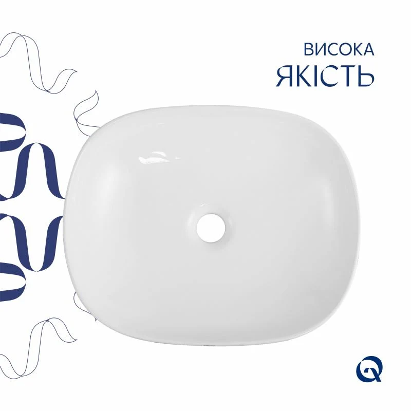Раковина накладна Qtap Aquarius 470x380x120 мм Marble чорна з донним клапаном