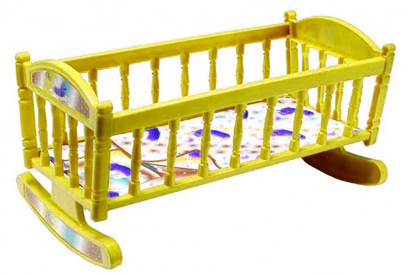 Кроватка для ляльки качалка S0013 пластик 19х20х37 см жовта