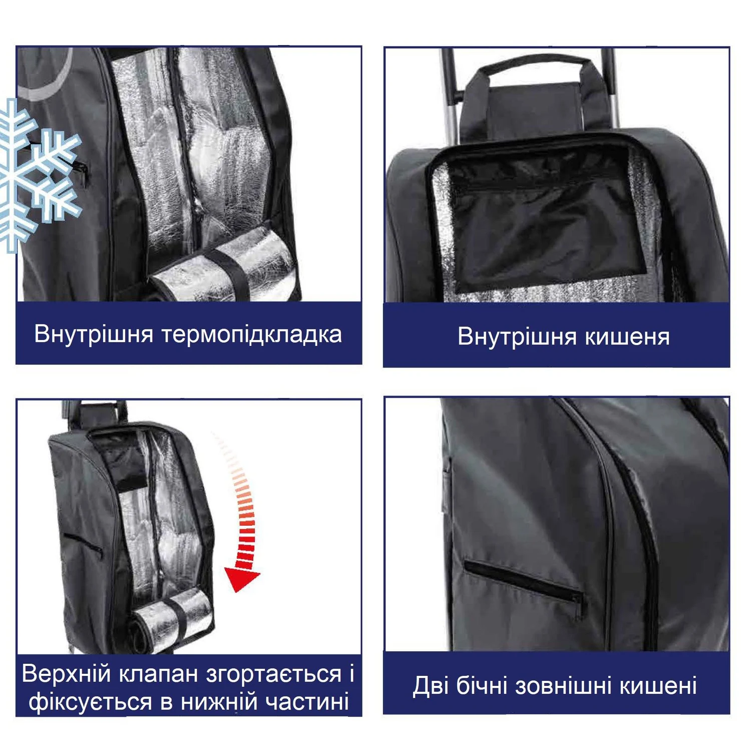 Сумка-коляска Casa Si Partner 40 л Поліестер 600D чорна 98х40х33 см