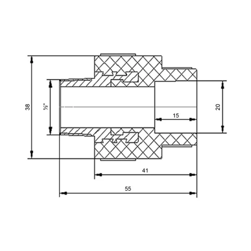 Муфта PPR 20x1/2" ЗР поліпропіленова біла