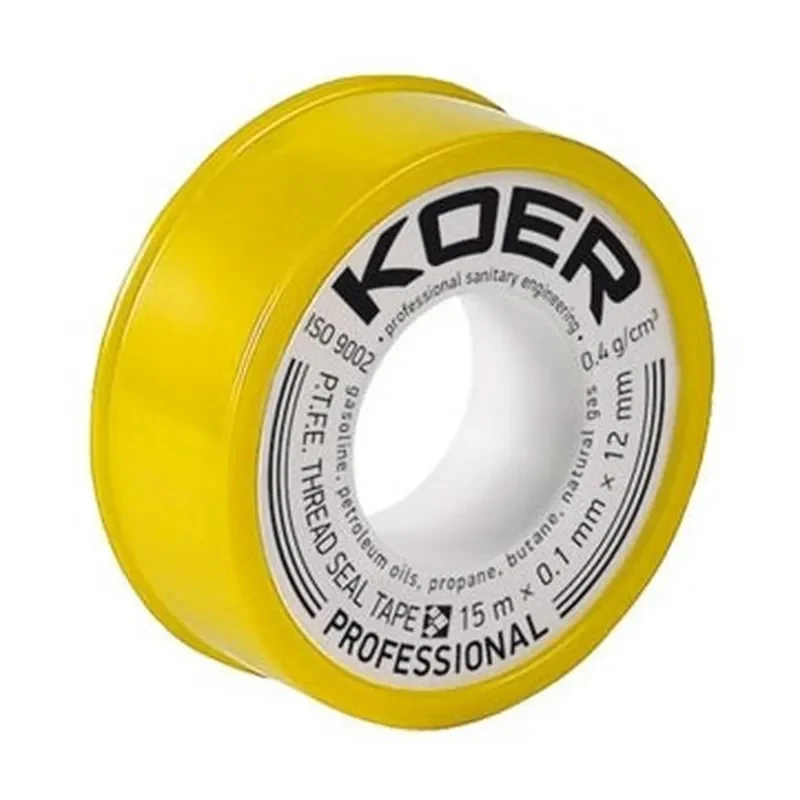 Фум-стрічка KOER ST-02 15м x 0,1мм Тефлонова для газопроводу Біла