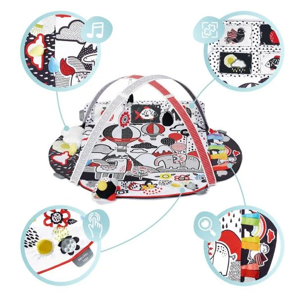 Розвивальний килимок Kinderkraft 4SMART текстильний 126x112 см чорний білий червоний жовтий