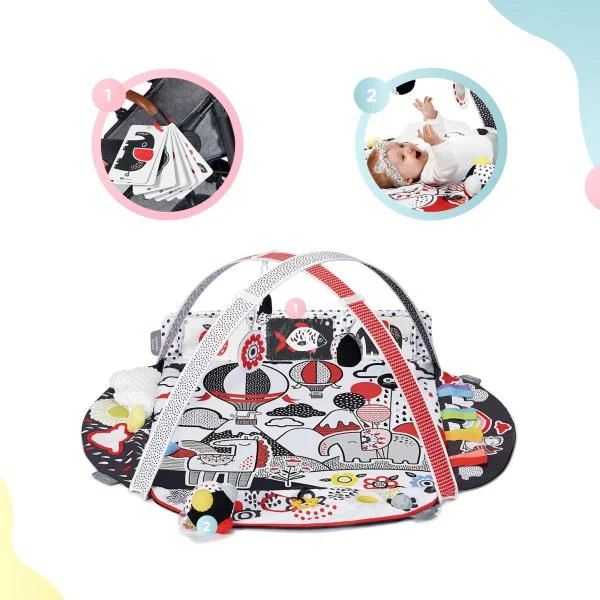 Розвивальний килимок Kinderkraft 4SMART текстильний 126x112 см чорний білий червоний жовтий
