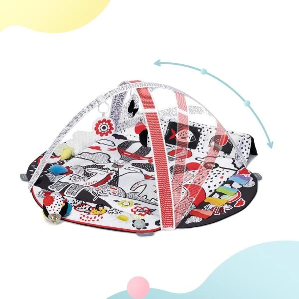 Розвивальний килимок Kinderkraft 4SMART текстильний 126x112 см чорний білий червоний жовтий