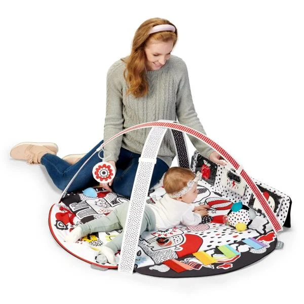 Розвивальний килимок Kinderkraft 4SMART текстильний 126x112 см чорний білий червоний жовтий
