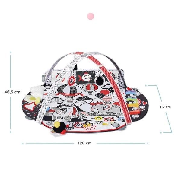 Розвивальний килимок Kinderkraft 4SMART текстильний 126x112 см чорний білий червоний жовтий