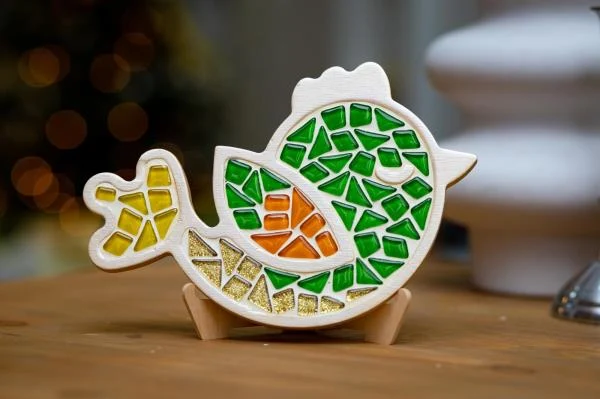 Набір для скляної мозаїки Mosaaro Птах 30х30 см перероблене скло, МДФ