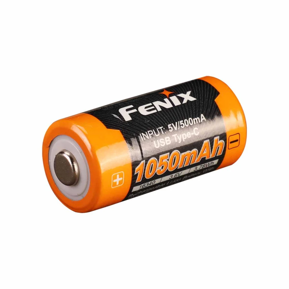 Акумулятор 16340 Fenix 1050 мАг Type-C сталь 34,5х16,75 мм