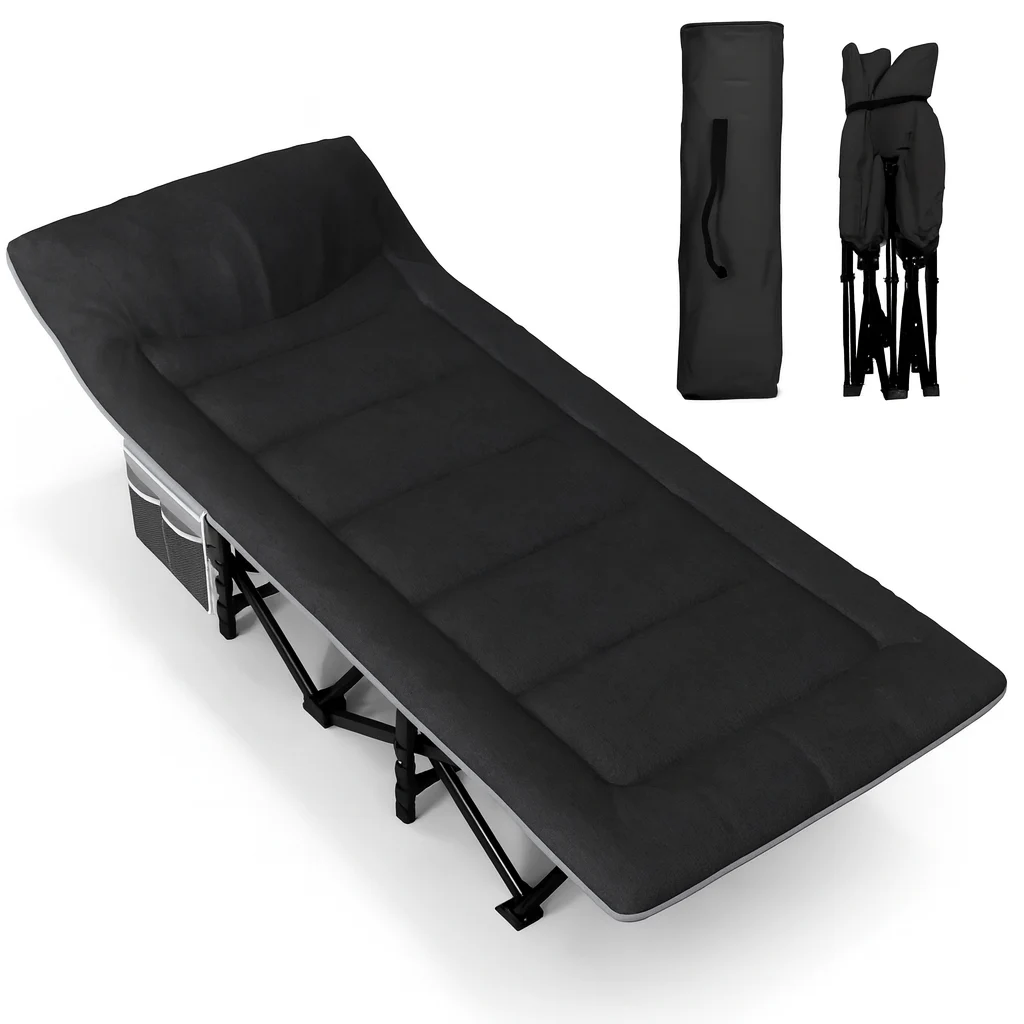 Туристическая раскладушка LEOBRO LB-CC-K1-BLK 190x67x35 см сталь полиэстер черная