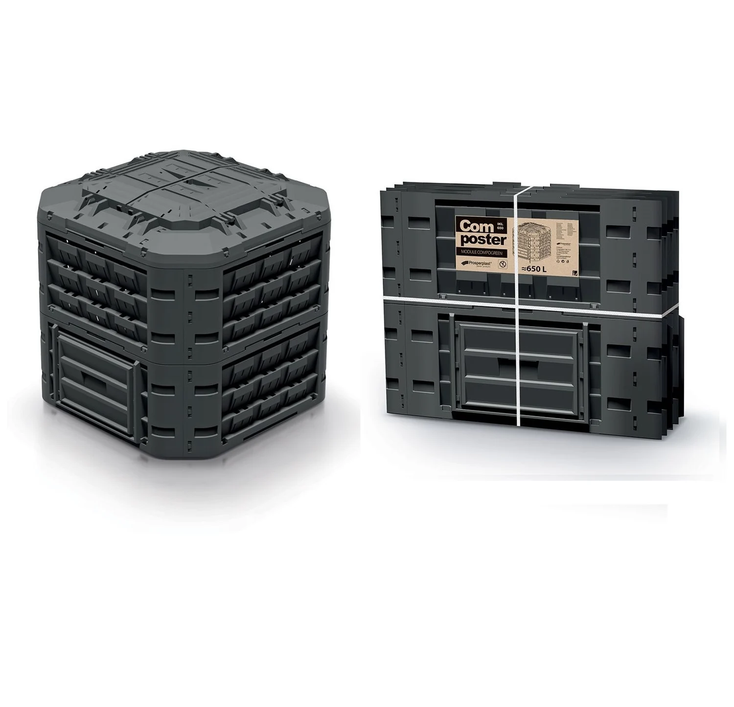 Компостер Prosperplast Compogreen Vario 650л-1250л пластик чорний