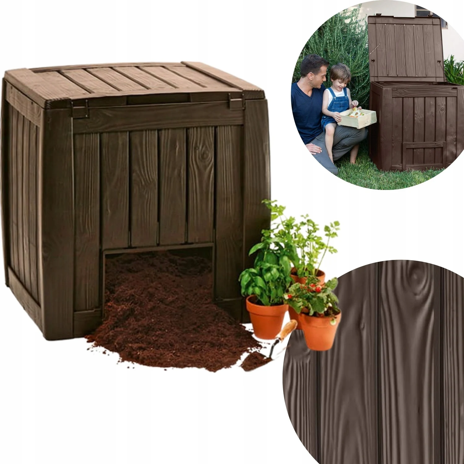 Компостер садовий Curver Eco Composter 340 л пластик коричневий з основою та вентиляцією