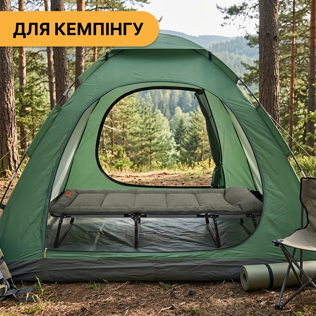Розкладне ліжко з вбудованим матрацом 193x68x30 см поліестер 600D Хакі