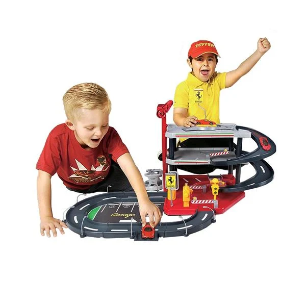 Автотрек трирівневий з гаражем Bburago Ferrari 85х69х43 см металеві машинки 1:43