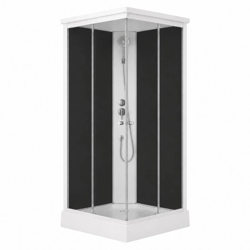 Душовий бокс Lidz Kubis SB90x90.SAT.LOW.GR квадратний 90x90 см тоноване скло 4 мм чорний алюміній