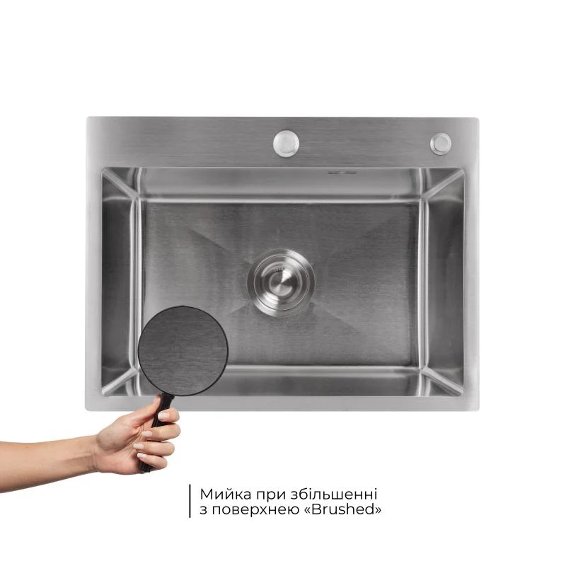 Мийка кухонна інтегрована Lidz Handmade H5843 3,0/1,0 мм нержавіюча сталь Brushed Steel