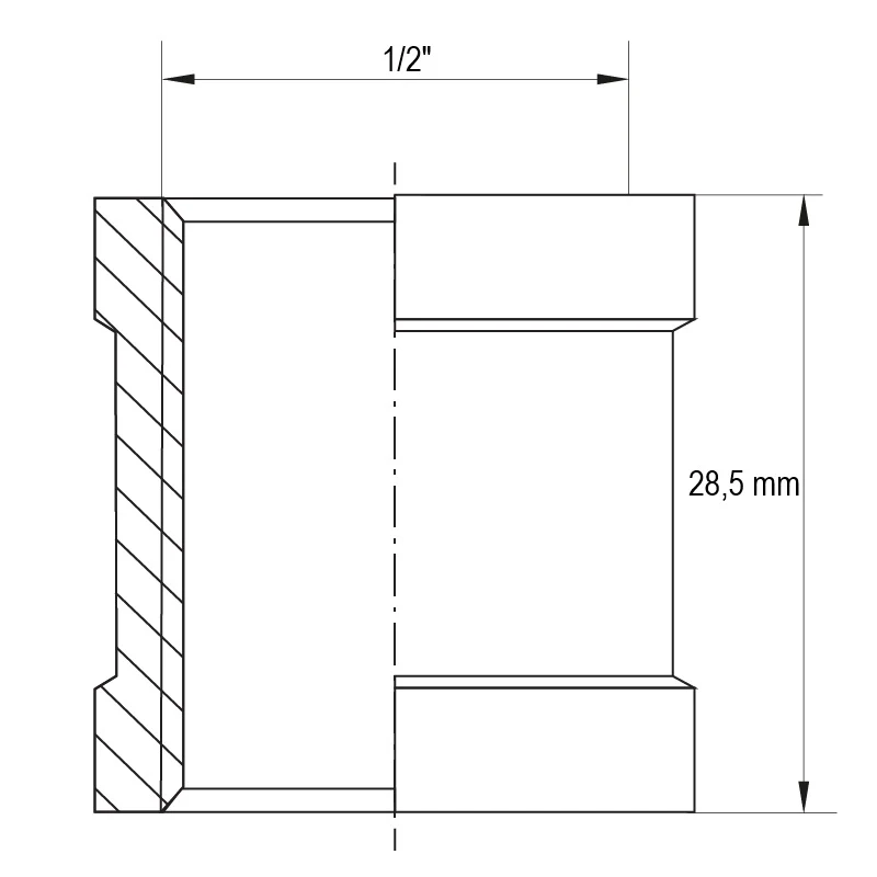 З'єднувальна муфта Koer KF.C06.WN 1/2'' Внутрішня-Зовнішня різьба Без нікелю