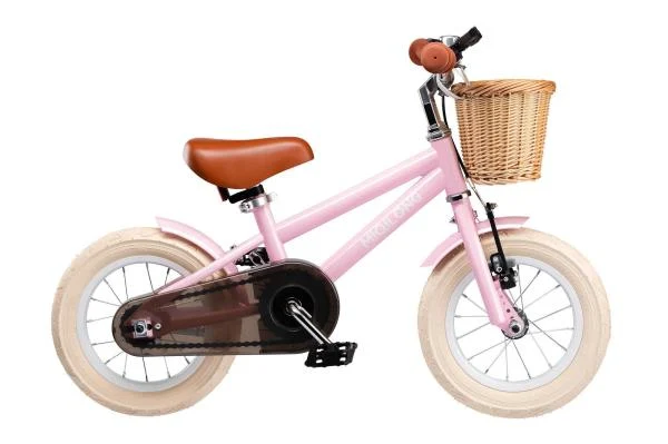 Детский велосипед Miqilong RM 12" металлический розовый с регулируемым сиденьем и рулем