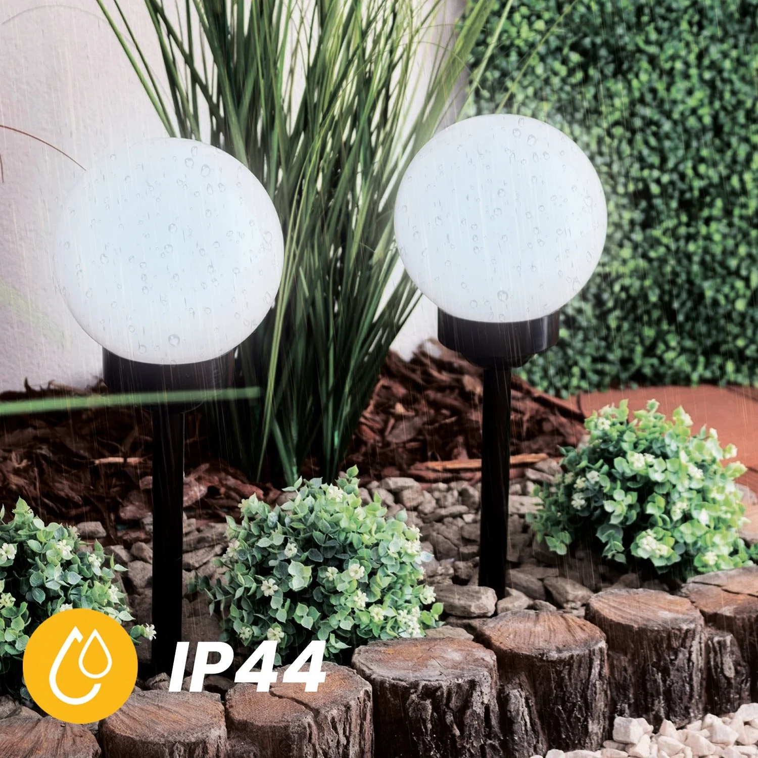 Набір садових LED-куль 15 см на сонячній батареї 4 шт білий IP44 холодне світло 6500 K