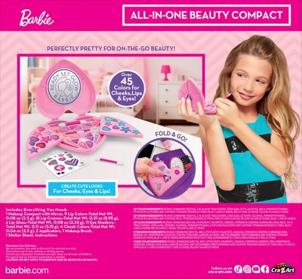 Набір дитячої косметики Barbie All in One Beauty Compact 3 шт пластикова Рожевий