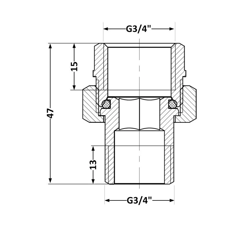 Згін-американка 3/4" ВЗ прямий нікельована латунь SD190W20