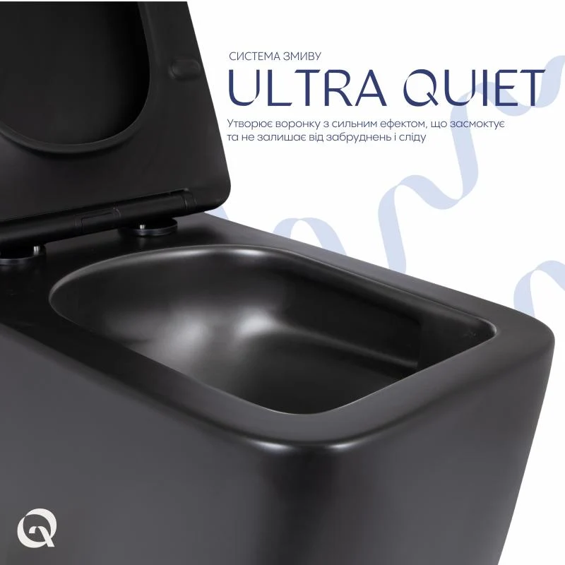 Унітаз підвісний Qtap Gemini Ultra Quiet 485x340x350 мм Дюропласт Матова чорна