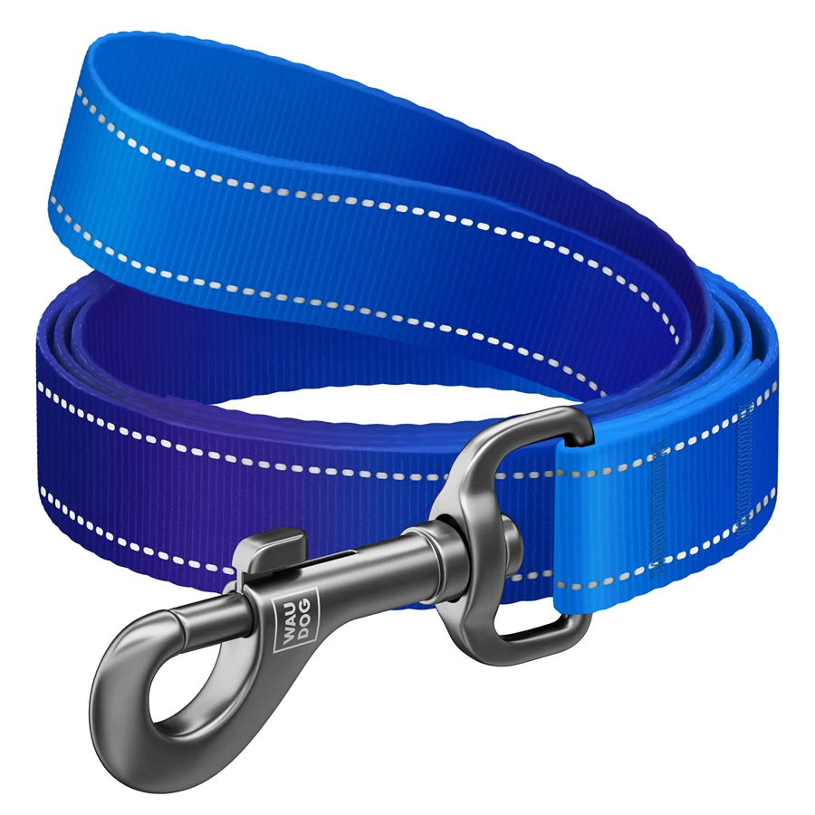 Повідець для собак WAUDOG Nylon Mono світловідбивний 15 мм x 300 см нейлоновий синій