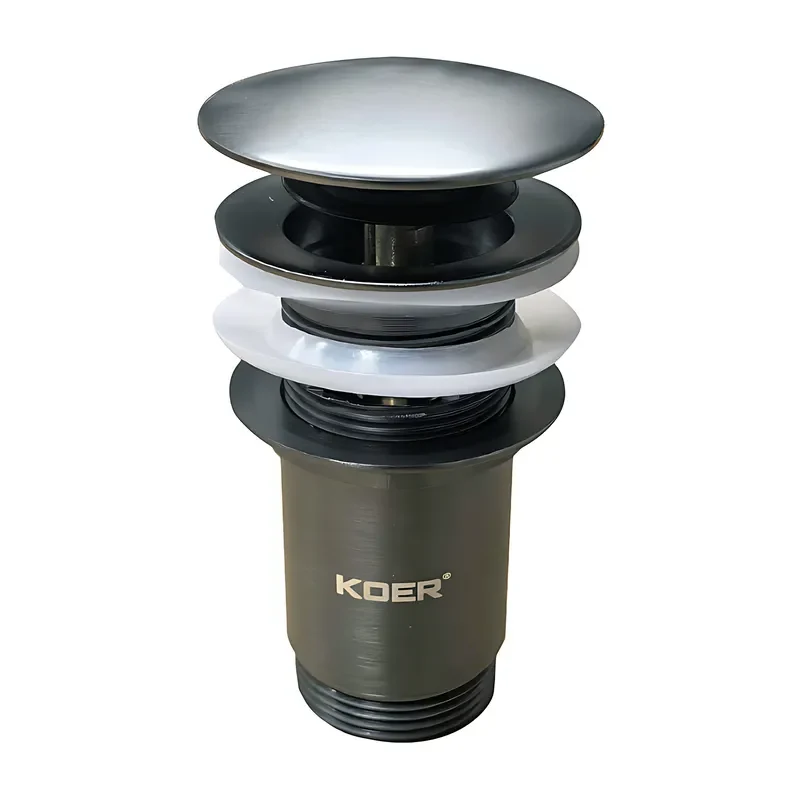 Донний клапан автоматичний CLICK-CLACK 1 1/4" графіт металевий для раковини