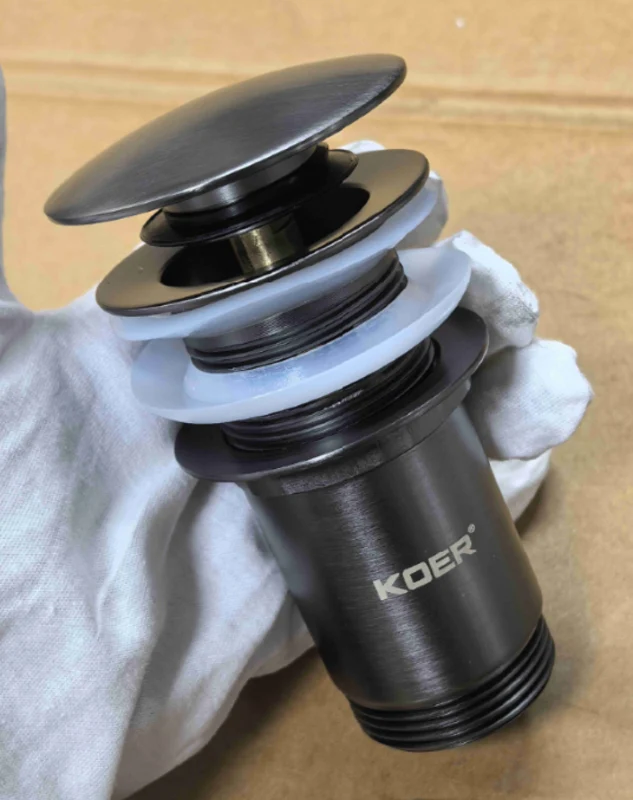 Донний клапан автоматичний CLICK-CLACK 1 1/4" графіт металевий для раковини