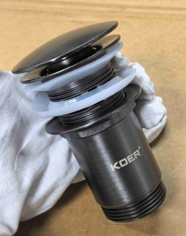 Донний клапан автоматичний CLICK-CLACK 1 1/4" графіт металевий для раковини