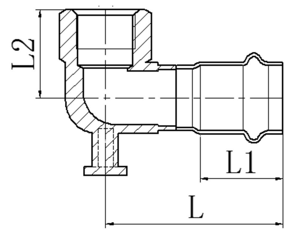 Коліно настінне 90° 22x3/4" AISI 304 Koer KQ.V2208F