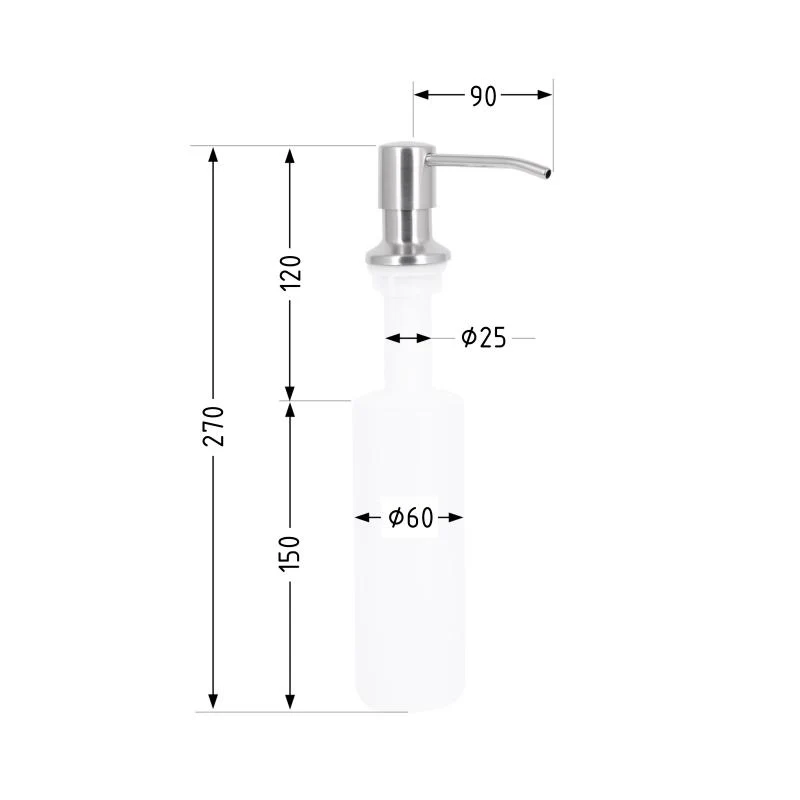 Дозатор для миючого засобу круглий 0,5 л нержавіюча сталь Brushed Steel