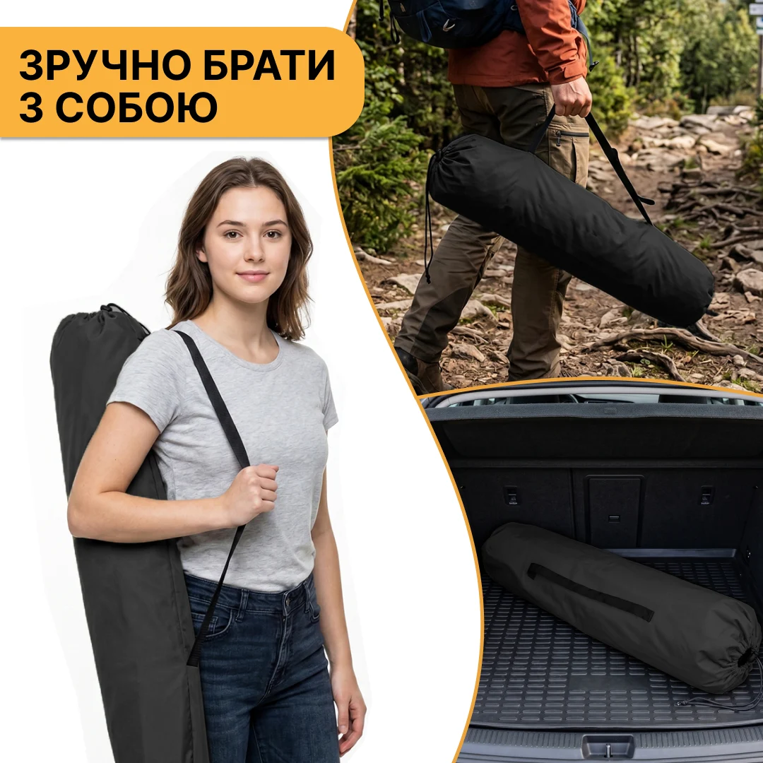 Армійська похідна розкладушка LB-MC-A1-BLK до 120 кг сталь чорна