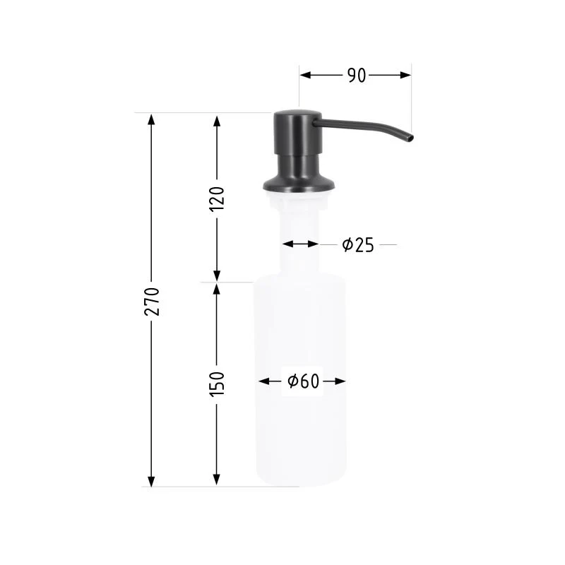 Дозатор для миючого засобу круглий Acsis LA30 Brushed Black PVD чорний