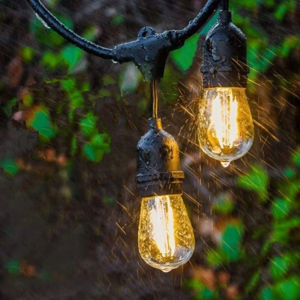 Садова гірлянда 10 м з 10 LED-лампами E27 теплого білого світла IP44 чорна